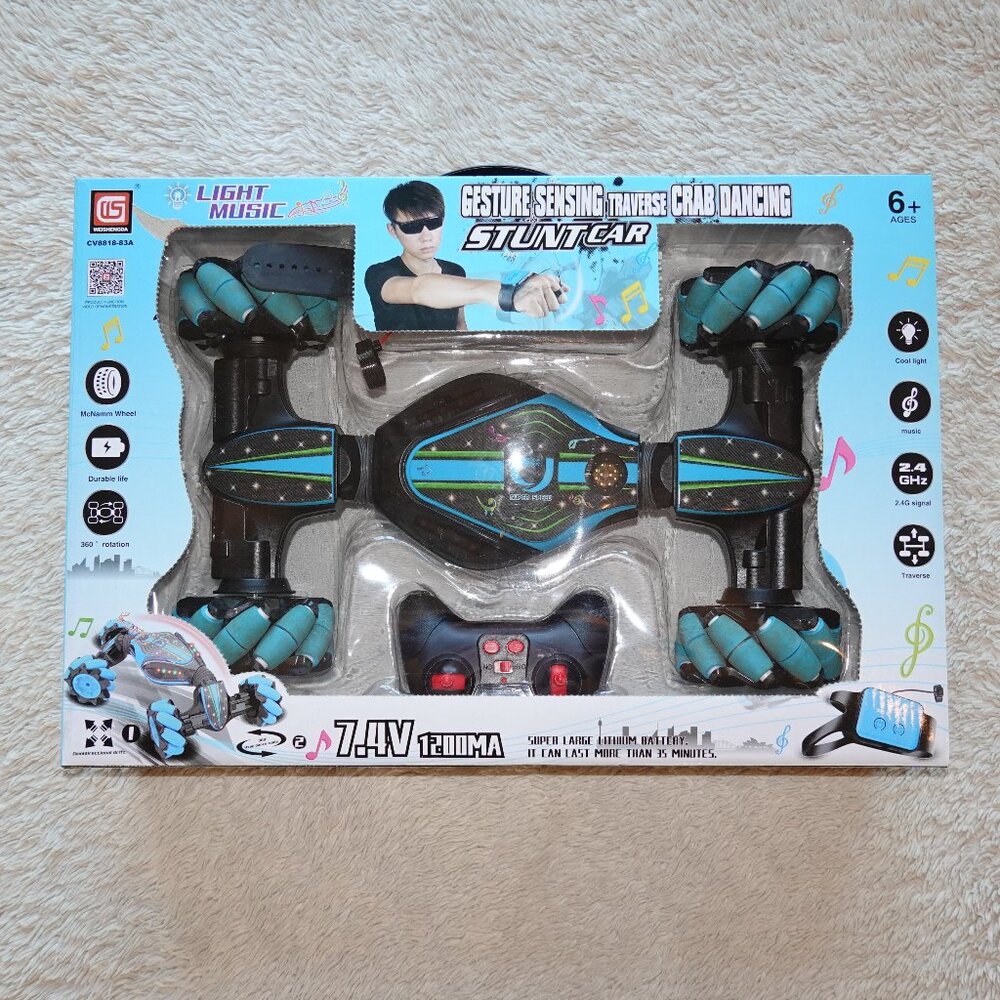 Blue Gesture Sensing Traverse Crab Dancing Stunt Car with Lights, Music